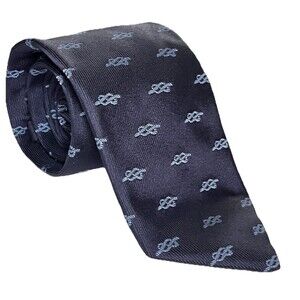 Cantini Navy Blue Silk Tie Rope Medallion Jacquard